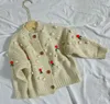 Pullover Kinderbekleidung Mädchen Kirschpullover Wollknäuel Strickjacke Strickjacke 231108