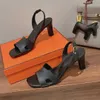 23ss Designer buty na wysokim obcasie sandały z odkrytymi palcami party sexy 7.5cm skórzane sandały na grubym obcasie