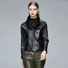 Damen Leder Kurze Vintage Lose PU Faux Jacke Frauen Streetwear Tasche Weibliche Zipper Retro Moto Biker Mantel Outwear Tops