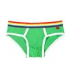 Slip arc-en-ciel hommes taille basse slips coton confortable respirant poche Design portant mode jeunesse Triangle