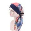 Etnisk klädblomma tryck hatt turban cap täcker håravfallshuvud halsduk wrap för bundna huvudbonader strech kvinnor muslimska hijab cancer kemo