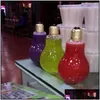 Other Drinkware Milk Tea Glass Or Plastic Light Bb Water Bottle 100Ml 500Ml Drink Fruit Juice Leak Proof Containers Lamp Drop Delive Dhs71