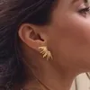 Stud Earrings Gold Plate Half Sun Light Burst For Women Girls Bohemian Ray Golden Sunshine Jewellry
