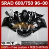 Серые пламя набор кузова для Suzuki Srad GSXR 750 600 CC GSXR600 GSXR750 1996-2000 168NO.66 GSX-R750 GSXR-600 1996 1997 1998 1999 2000 600CC 750CC 96 97 98 99 00 Moto Fairing