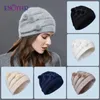 Beanie/Skull Caps njutning Kvinnor Winter Cashmere Sticked Hats Natural Mink Pompom Stripe Girl Bonnet Fashion Warm Female Outdoor Brand Beanies 231108