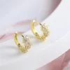 Stud Earrings European And American Jewelry Wholesale Sparkling Rhinestone Floret Embellishment French Ring