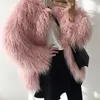 Kvinnors päls faux päls höst vinter päls rockar kvinnliga rosa fashionabla var tunt långt hår imitation ull håriga päls kappa parkor kvinnor topp 231109