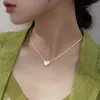 Chaînes Collier scintillant Simple Glitter Coeur Pendentif Clavicule Chaîne Femmes Minuscule Collier Saint Valentin Cadeaux