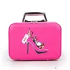 Kwaliteit Professionele make -uptas met hoog hielpatroon draagbare cartoon make -up case lederen schoonheidsbehuiste kofferbak hand vastgehouden coametische tas