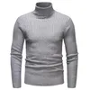 Pulls pour hommes Pull tricoté à col roulé Automne et hiver Pulls décontractés Classique Couleur unie Motif décoratif