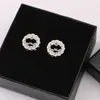 18K Altın Kaplama Lüks Tasarımcı Çift Mektuplu Saplama Küpe Kadın Mücevher Küpe Düğün Partisi Mücevher 20 Style