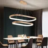 Chandeliers Restaurant LED Chandelier Rose Gold Stainless Steel Hanging Light Fixture Modern Living Room Home Decor Suspension Lustre Lamp