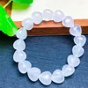 Bangle Natural Branco Fantasma Coração Pulseira Cristal Reiki Cura Gemstone Moda Jóias Fengshui Presente Para Mulheres 12mm 1 PCS