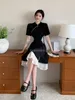 Ethnische Kleidung 2023 Chinesische verbesserte Hanfu Cheongsam Kleid Frauen A-Linie Qipao Modestil Kurzarm Casual Daily Lady
