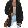女性用ジャケット女性スプリングコート居心地の良いニット秋冬の濃い暖かいシングルボタンカーディガンランタンスリーブポケットラペルエラスティック