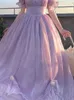 Casual Dresses France Vintage Mesh Dress Women Summer Purple Long Retro Evening Party Sweet Korean Princess Fairy Prom