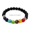 Kralen 8 mm natuursteen 7 chakra armbanden armbanden voor vrouwen mannen yoga nce kralen boeddha gebed elastische armband valentijnsdag je dhj56