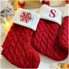 Weihnachtsdekorationen, 18 x 14 cm, gestrickte Strümpfe, Socken, rote Schneeflocke, Alphabet mit 26 Buchstaben, Weihnachtsbaum-Anhänger, Ornamente für Familienfeiertage, Otocn