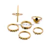 Полоса кольца 10 дизайн Boho Vintage Gold Hoop Black Dearprop Sier Moon Set для женщин кольцо пальца кольцо женское богемное украшение G Dhanp