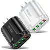 45W 4USBポートファーストクイックチャージEU US AC HOME TRAVEL WALL CHARGER POWERADAPTERS FOR iPhone 15 14 11 12 13 SAMSUNG HTC F1