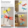 Garden Decorations 3 Pcs Crafts Wall Hanging Indoor Decorate Dragonfly Decors Iron Shaped Ornaments
