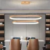 Kroonluchters Restaurant LED-kroonluchter Rose goud roestvrij staal hangende lichtarmatuur moderne woonkamer woondecoratie ophanging glanslamp