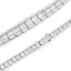 9mm Hip Hop Baguette Diamond Tennis Necklace 925 Sterling Silver Moissanite Chain