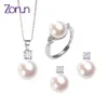 Wedding Jewelry Sets Zorun Real Natural Freshwater Pearl Sets Fashion/Fine Jewelry 10MM with Silver Color Accessories for Women Design 231108