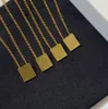 Womens Metal Plate Necklaces Square Crystal Letter Pendant Necklaces Designer Chain Fashion Jewelry Accessories Women Clavicle Chain Necklace Jewelry