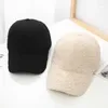 Bollmössor Autumn Winter Baseball Cap Women Artificial Lamb Wool Hats Version Warm Plush Spring