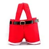 Julekorationer Buckram Santa Pants Stor handväska godispåse gåva Xmas Decor Cheer Treat Wine Bottle Holder Party Party