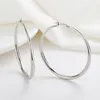 Hoop Earrings Exaggerated Geometric Big Circle Copper Earring For Women Fashion Simple Round Jewelry 60/70/80mm Aretes De Mujer
