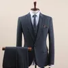 Costumes pour hommes Blazers S-7XL rayure affaires décontracté 3 pièces hommes de luxe mariage Gentleman formel mince ajustement costume mâle classique Simple gris clair Blazers 231109