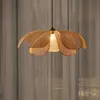 Lampen Japanisches Teehaus Pendelleuchten Rattan Weben Blütenblätter Wicker Hängelampe Für Wohnzimmer Esszimmer Schlafzimmer E27 Birne AA230407