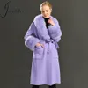 Manteau en fausse laine de cachemire pour femmes, Trench avec col et manchette réels, Double face, ceinture haut de gamme, longue poche, vêtements d'extérieur de luxe pour dames 231108