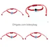 Urok bransolety 20pcs/los Lucky Red String Nić Bransoletka Niebieska Turkish Zła oko urok małe dziewczęta dzieci plecione upuszczenie de dhr3a