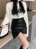 Skirts Sexy Pu Leather Mini Skirt Women Korean Fashion Irregular Short Female Y2k Fall Black Hip Faldas Mujer Goth