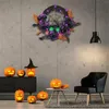 Dekorative Blumen 20 LED-Halloween-Kränze für die Haustür, vorbeleuchtete künstliche lila Lichter, Kranz, Heim-Wanddekorationen