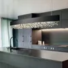 Lampadari Lampadario moderno rettangolare Illuminazione per sala da pranzo Lampada a sospensione oro / bianco / nero Decorazioni per la casa creative Cucina Crystal Light