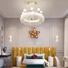 Lampadario di cristallo Lampada per cameretta per bambini Ragazza Principessa Nordic Instagram Maglia Rossa Cuore creativo Camera da letto Corona di piume
