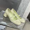 Moda clássica de luxo de luxo feminino sapatos de vestido salto grossa slingbacks sandálias de sapatos de sapatos de sapatos de salto alto casual mary jane impresso slides preguiçosos com caixa