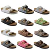 Boston Slipper Designer flache Kork-Sandalen Damen Herren Slides Beach Sliders Pantoletten Doppelschnalle Nubukleder Clogs Schuhe