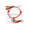Charm Bracelets 100Pcs/Lot Lucky String Lotus Flower Evil Eye Charms Red Wax Cord Adjustable Bracelet Diy Jewelry New Drop Delivery Je Dhw1V