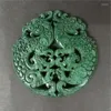 Pendentif Colliers Charms Vintage Chinois Antique Sculpture Sculpture Art Modèle Naturel Vert Pierre Semi Précieuse Pour Collier DIY Bijoux