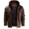 Men's Jackets Men's Leather Jackets Autumn Winter Casual Hooded Coats Men Fashion Motorcycle Biker Leather Jacket Jaqueta Couro S-3XLzln231108