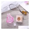 Essential Oils Diffusers Car Per Bottle With Wood Cap Hanging Rearview Ornament Air Freshener For Diffuser Refillable Empty Glass Drop Dhz41