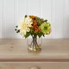 Pianta artificiale di tifa di tela da imballaggio decorativa dei fiori in vaso di vetro verde