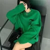 Minimalistyczna litera wiosenna i jesieni Jacquard Crew Neck Pullover Knit Top Wysokiej jakości luksusowy designerski sweter