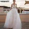 Party Dresses Sheer Seves Illusion Lace Wedding Dresses Applique Beach Bridal Gown Sexy Robe De Mariee Bride Dress For Women Bohian 2022 0408H23