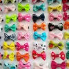 100 Pz / lotto All'ingrosso fatto a mano mix colorato piccoli fiocchi Cane Cucciolo gatto Pet Bow Forcine Fermagli per capelli Grooming barrette Accessori di abbigliamento ZZ